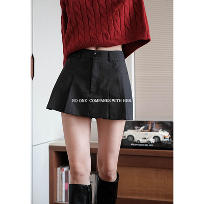 高腰A字与她短款半身裙裤