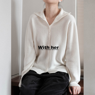 打底针织开衫 长袖 简约珍珠白多扣高级感秋冬羊毛衫 与她非原创法式