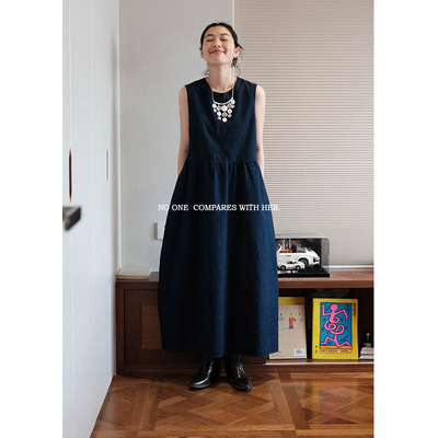 与她原创复古牛仔民族风连衣裙