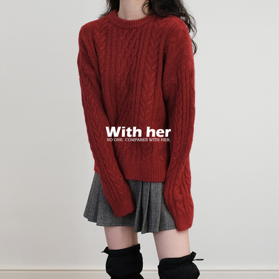 与她复古红色马甲毛衣女