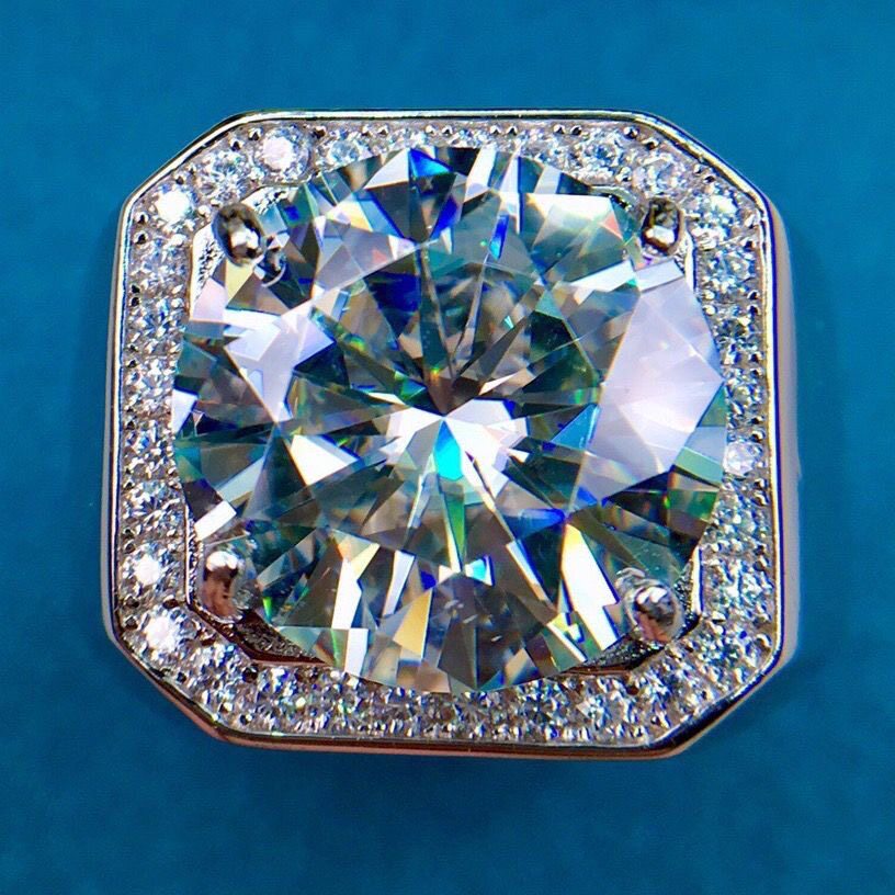 经典款10克拉莫桑钻戒指18K镶嵌八心八箭切工霸气男款老板火彩好