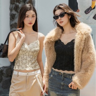 6100艾迪莎秋季深V蕾丝背心内搭一体式聚拢外穿防下垂吊带内衣女