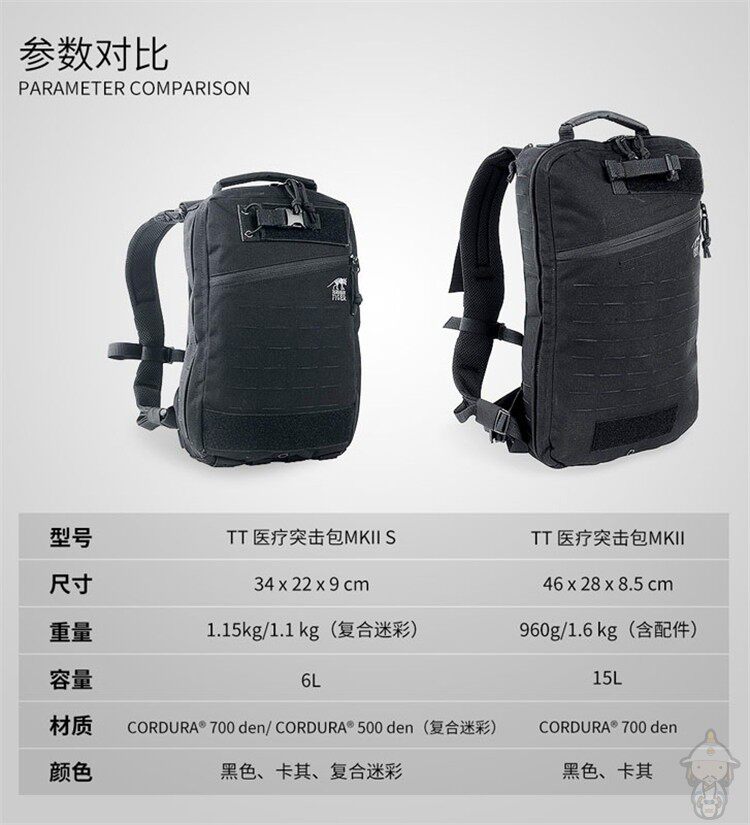 塔虎TT医疗突击包6L小包V2.0德国战术特勤通勤EDC户外15L双肩背包