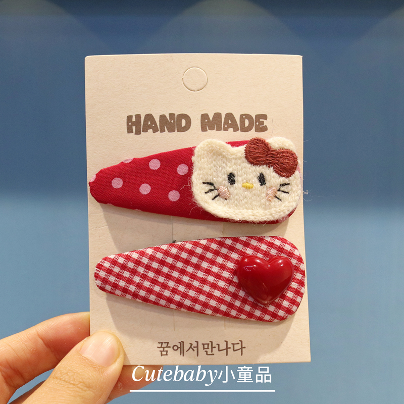 可爱卡通红色KT猫儿童碎发夹头饰