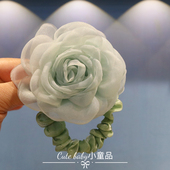 2025法式 山茶花甜美女孩发圈儿童新款 女宝宝发绳皮筋发饰女童头饰