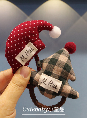 红色圣诞节圣诞树儿童发圈甜美女孩扎发头绳女童发绳宝宝皮筋头饰