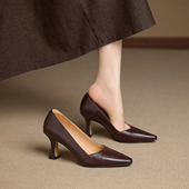 法式 复古羊皮尖头单鞋 女春2026新款 巨舒服 气质百搭通勤高跟鞋