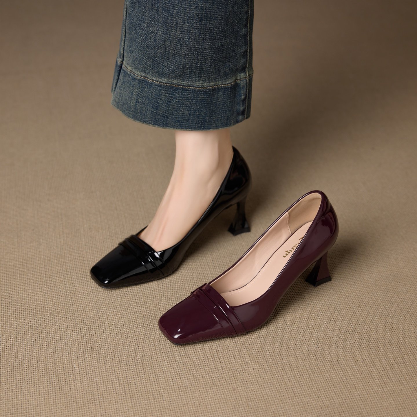 法式复古真皮方头浅口单鞋女2026新款气质百搭通勤一脚蹬细高跟鞋,女鞋,浅口单鞋,淘宝优惠券,粉丝福利购,淘宝优惠卷