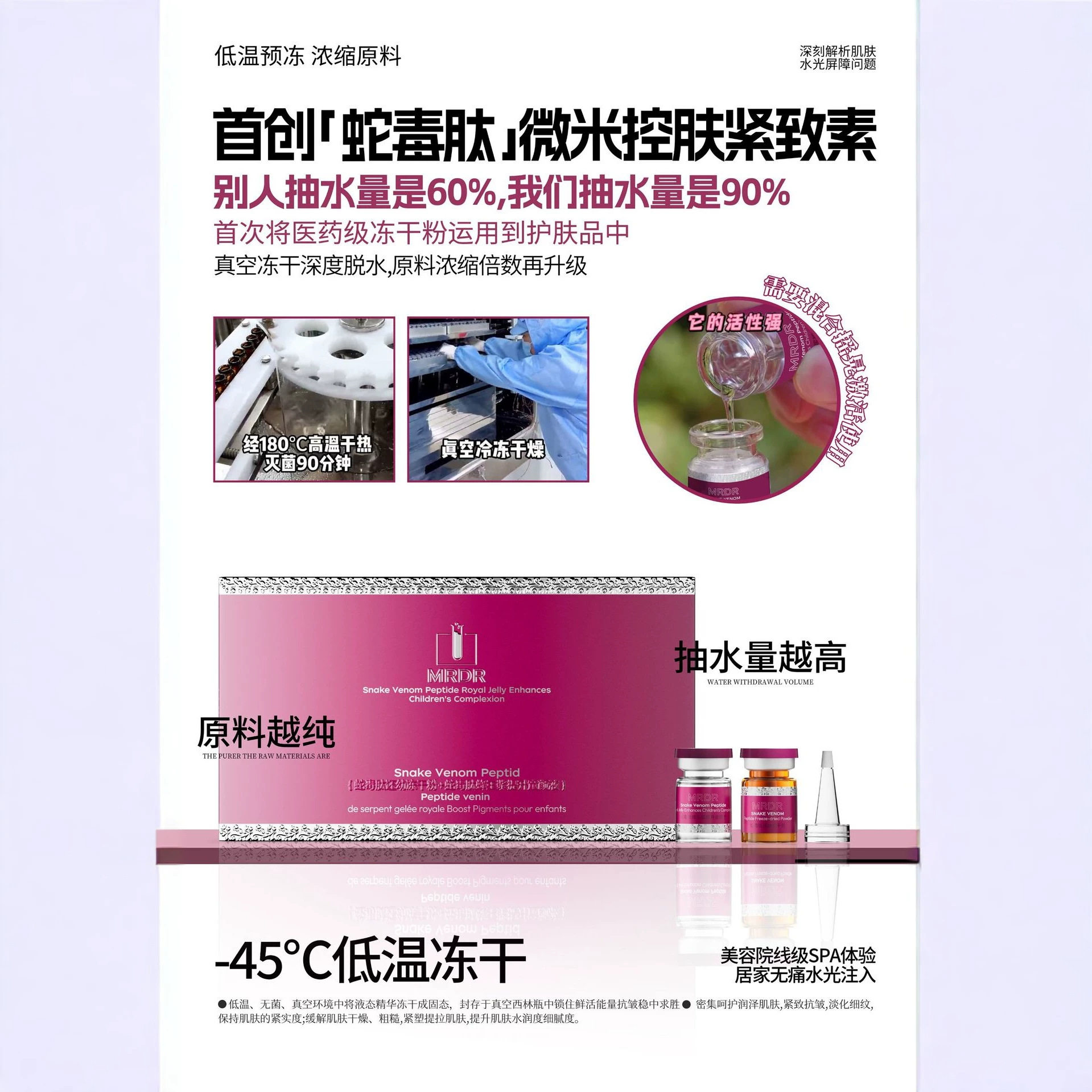 MRDR蛇毒肽还幼冻干组合蛇毒肽蜂王浆冻干淡纹紧致高活现调精华