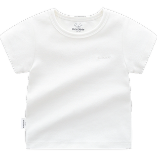 宝宝白色t恤 婴儿夏季短袖 a类上衣圆领薄款男童纯白半袖衣服女童