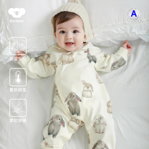 柔软舒适宝宝不闹德绒婴儿连体衣