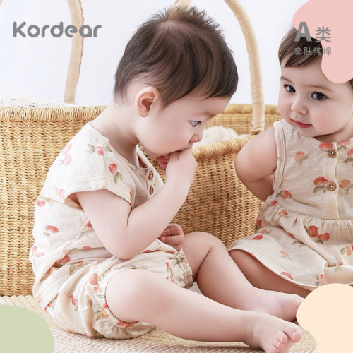 Kordear婴儿夏季纯棉T恤短裤套装