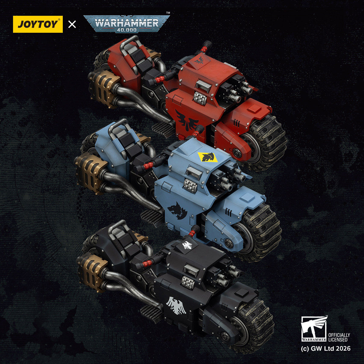JOYTOY暗源掠夺者战斗摩托圣血天使太空野狼暗鸦守卫载具模玩手办