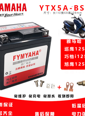 适用雅马哈巡鹰巧格i赛鹰福喜as125摩托车配套电池MTX5L-BS电瓶