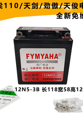 雅马哈YBR125天剑JYM125摩托车电瓶劲傲天俊天戟125干电瓶免维护
