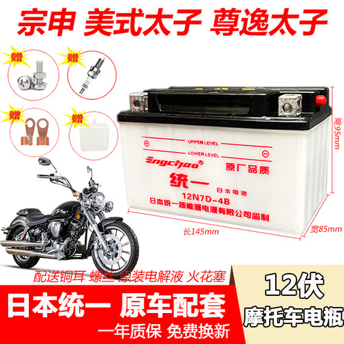 宗申美式遵逸太子摩托车电瓶