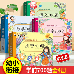 幼小衔接拼音700题 幼儿园大班练习册一日一练幼升小升一年级数学识字语文每日一练 专项训练学前班衔接教材全套同步练习