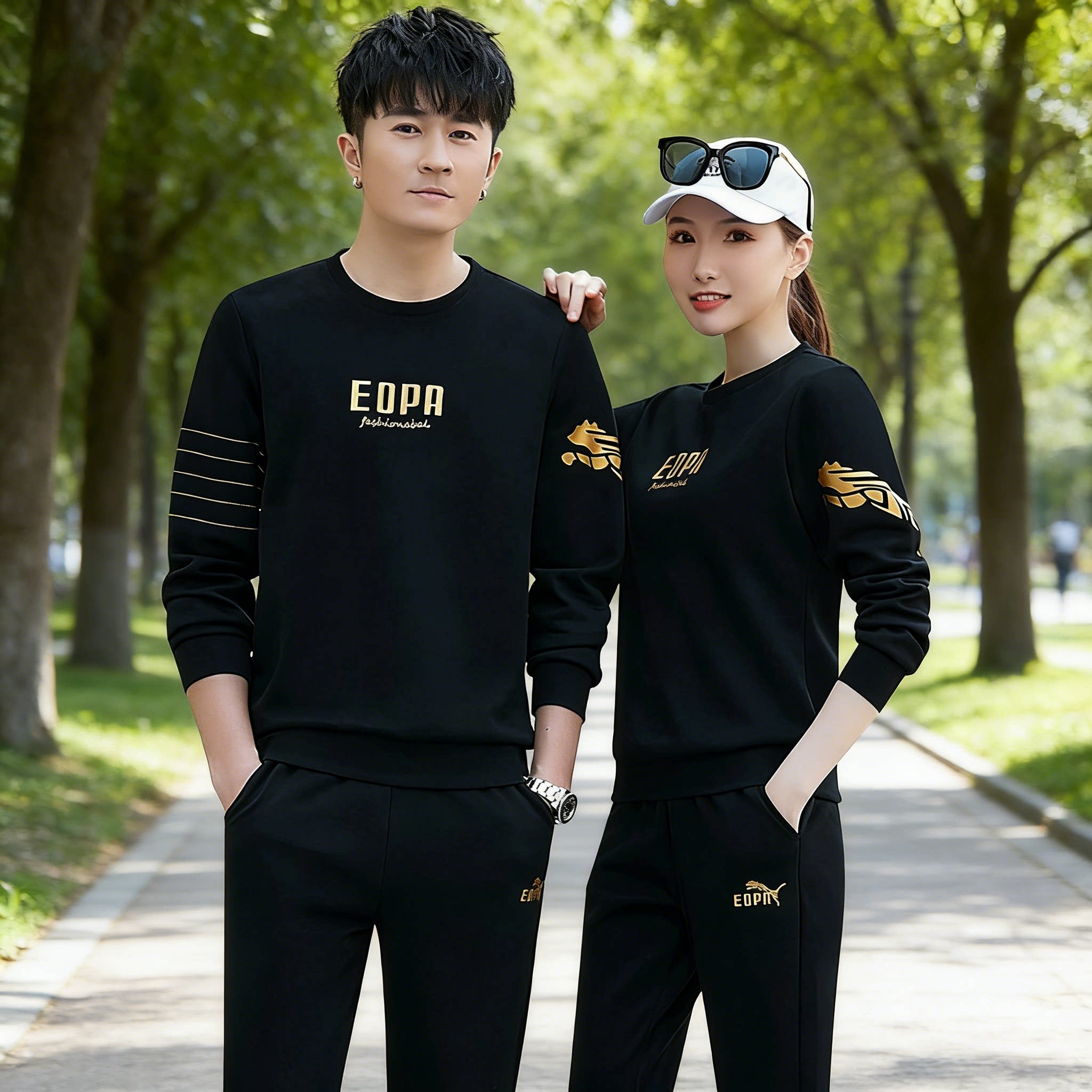 2026新款运动套装男女通用情侣春季时尚圆领卫衣两件套潮流休闲装