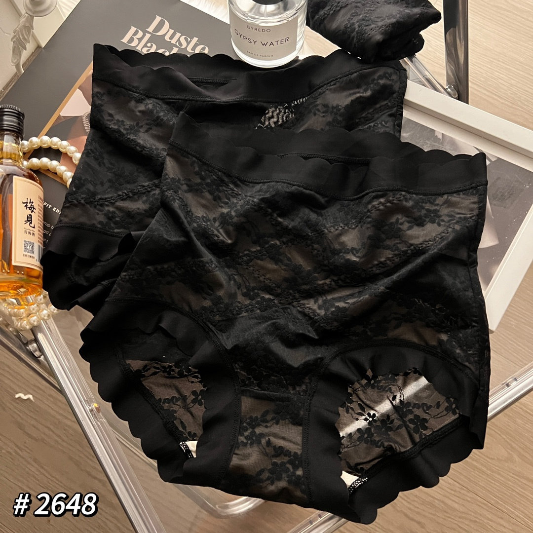 魅丽翘高腰黑色蕾丝内裤女2026秋冬新款微收腹无痕透气全棉裆裤头