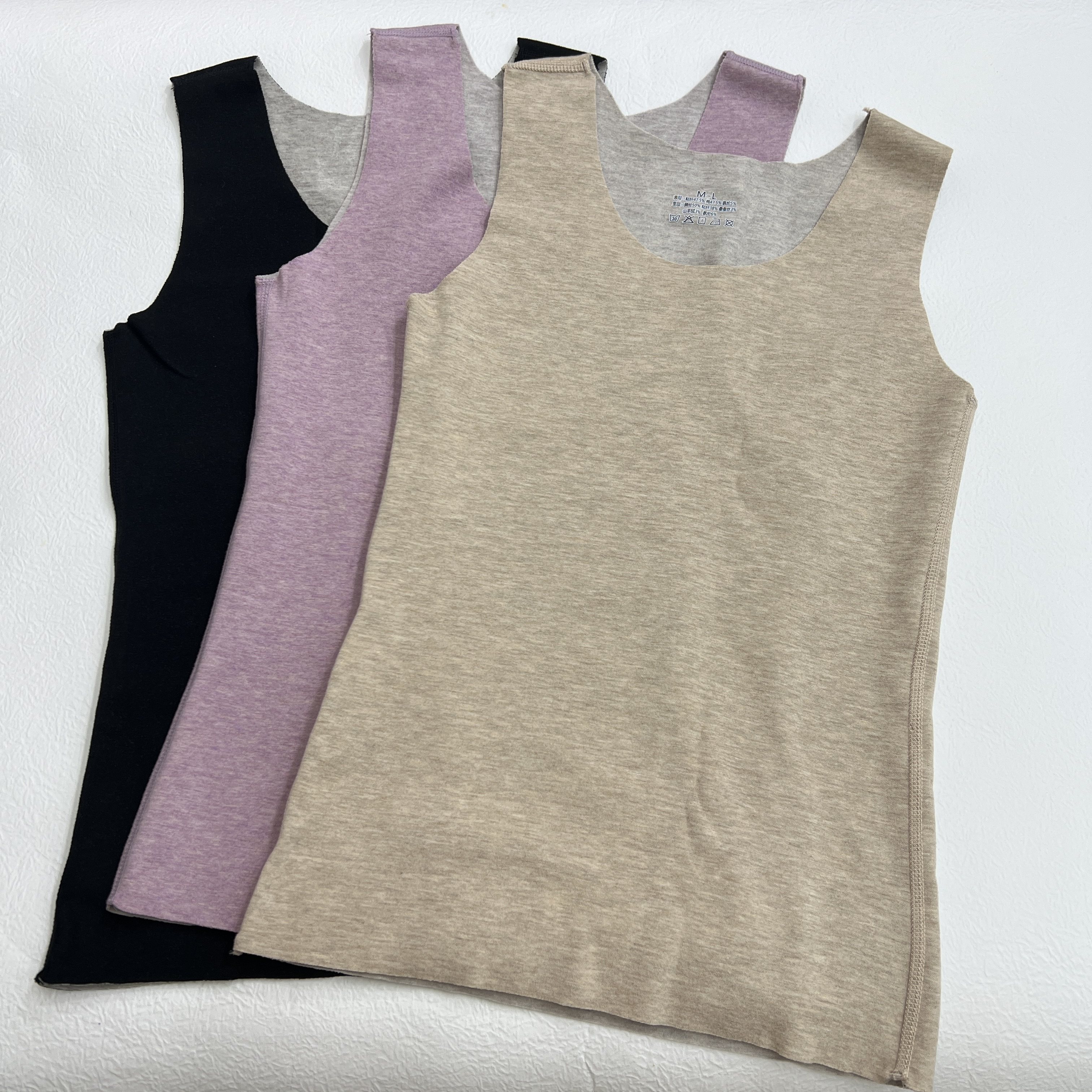 女士冬款无痕背心山羊绒桑蚕丝棉打底背心轻薄透气保暖德绒发热