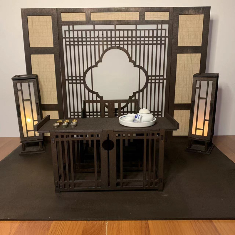 bjd古风场景3分4分6分叔叔背景板拍照道具古风娃屋四季山庄