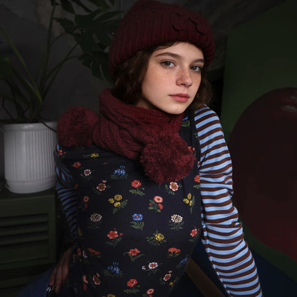 【现货】条纹撞色长袖针织衫女早春百搭气质碎花T恤女修身显瘦