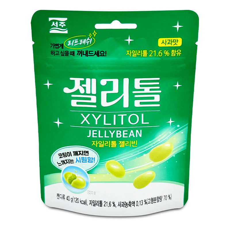 韩国 西洲木糖醇苹果味糖豆40g
