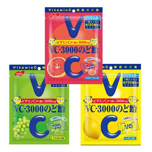 日本 vc3000 nobel柠檬青提柚子味硬糖90g