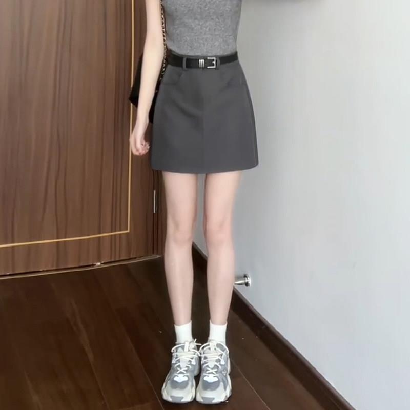 灰短色西装裙女2夏季小个子包臀半身裙光025新款防走GXM25030高腰