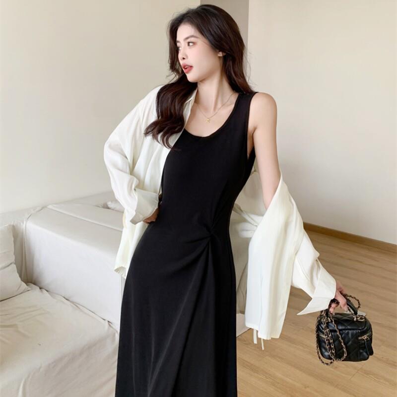 夏装搭配一套女大055-2尺微胖mm显瘦高级感吊带洋装码外整开衫搭