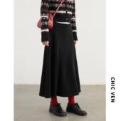 CV大码 斜裁设计羊毛呢半身裙圣诞红色鱼尾裙胖MM女 新款 女装 冬季