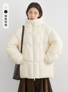 CV大码女装冬新款连帽立领无胆防绒羽绒服女90白鸭绒防寒保暖胖mm