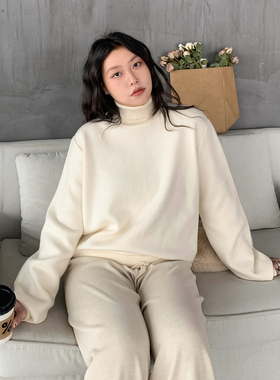 CV大码女装 2025秋冬新款高领打底衫磨毛针织衫保暖毛衣胖MM显瘦