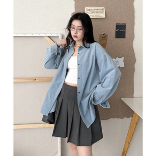 简约灯芯绒衬衫 CV大码 新款 2025秋季 叠穿松弛感纯色衬衣女胖MM 女装