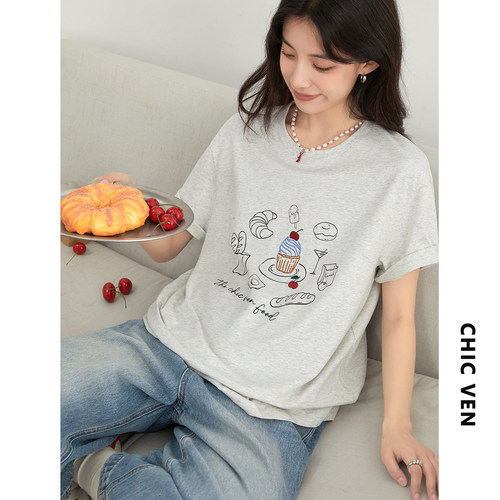 CV大码女装趣味印花短袖T恤女