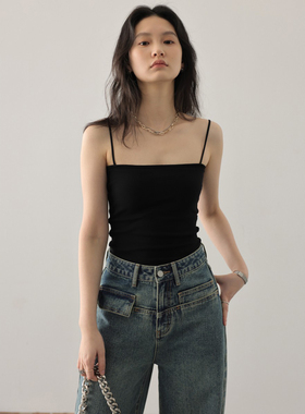 CV大码女装 韩版修身短款平领吊带背心内搭打底上衣外穿显瘦胖mm