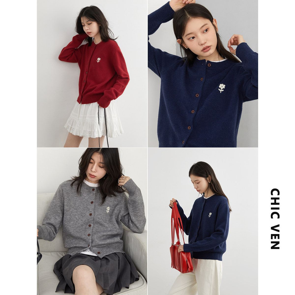 CV大码女装 初冬新款趣味小花刺绣针织开衫外套长袖毛针织衫保暖,女装/女士精品,大码内搭,淘宝优惠券,粉丝福利购,淘宝优惠卷