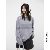 CV大码 针织毛衣内搭外穿宽松上衣胖mm 休闲简约插肩袖 女装 早春新款