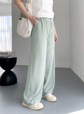 CV大码女装2026春夏季新款松紧高腰抽绳防晒凉感休闲裤拖地长裤女