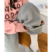 运动卫裤 CV大码 胖MM女 松紧高腰加绒休闲裤 慵懒拖地长裤 女装 冬季