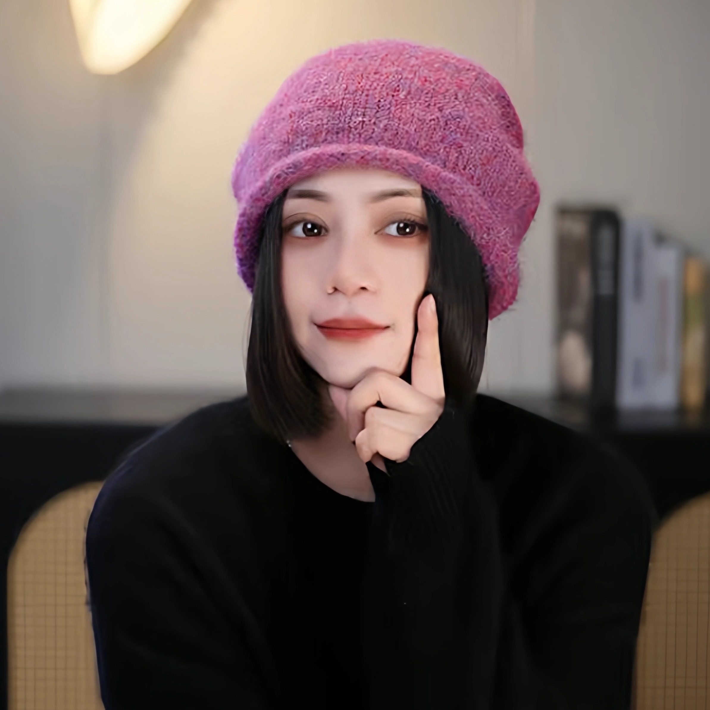 堆堆帽女子女秋冬大头围加厚保暖针织帽显脸小包头冷帽