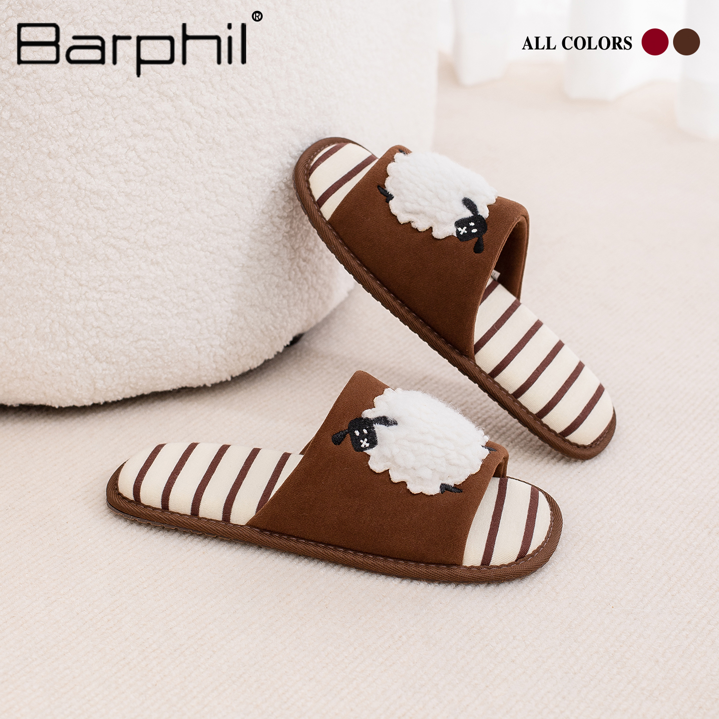 Barphil拖鞋女士2025新款秋冬季室内居家棉拖鞋可爱软底防滑轻便