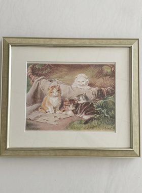 （画框）顺丰不包邮成品框实木相框挂墙创意装饰猫咪温馨挂画整套