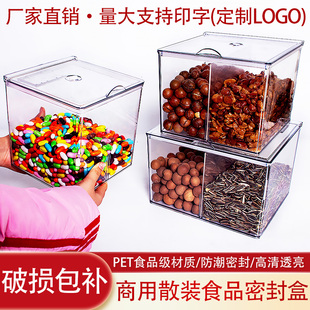 超市食品盒子透明展示干坚果瓜子零食花生米炒货翻盖收纳密封罐子