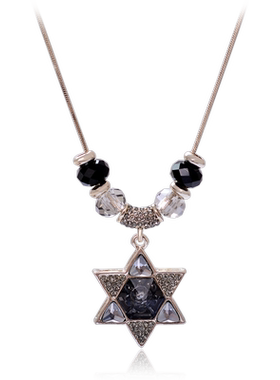 韩国短款星芒项链女人造水晶镶钻