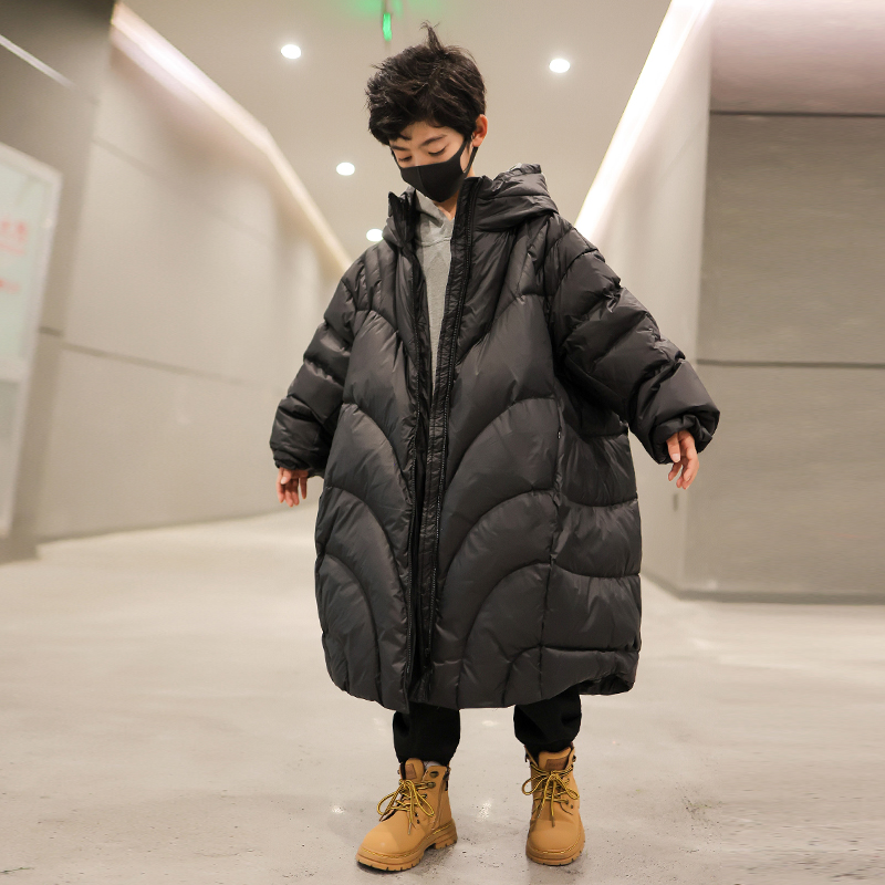男童羽绒服中长款冬季2024新款儿童冬装加厚外套中大童男孩韩版潮