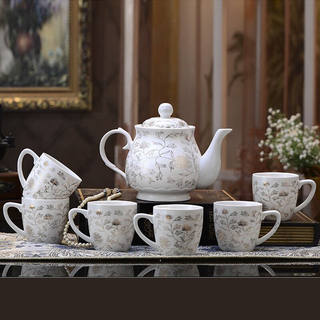 益馨荣陶瓷茶具套装带把手茶杯茶壶套装家用办公水具饮具整套套装