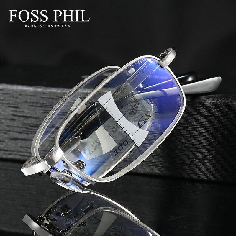 fossphil老花镜男女通用智能可折叠防蓝光远近两用时尚潮流全框眼