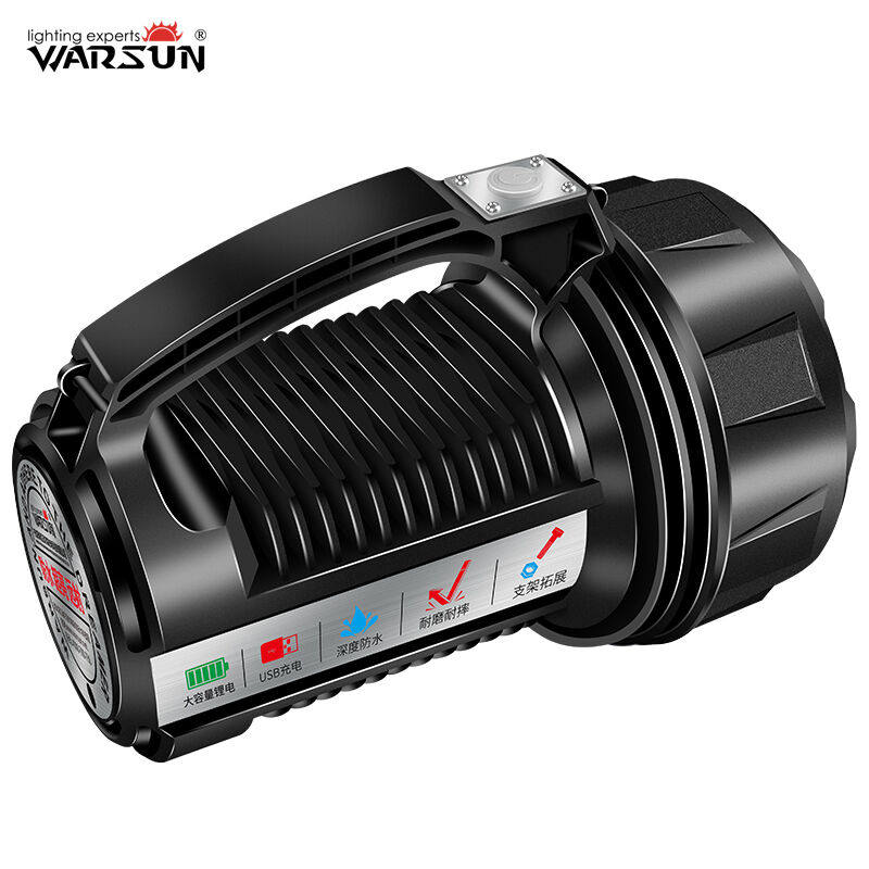 沃尔森warsunh9002手电筒强光充电远射超亮多功能户外应急装备led