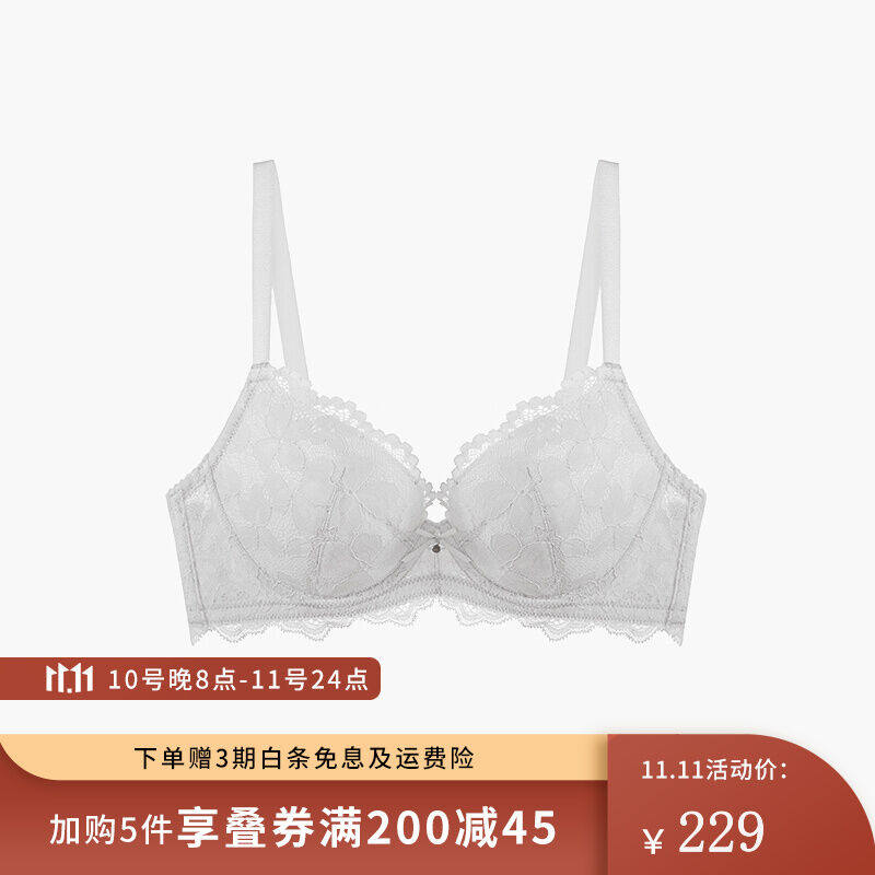 奶糖派大杯文胸夏薄款蕾丝爱丽丝分胸型防下垂大罩杯大码内衣文胸